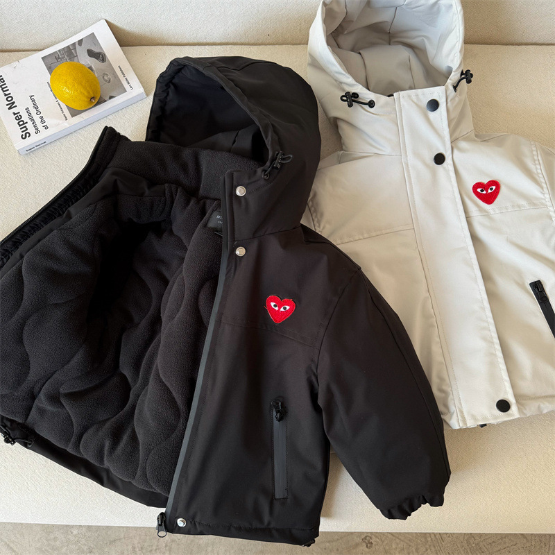 Abrigo de limón salado para siete niños, niños y niñas de invierno, chaqueta con capucha de la marca de moda del amor, chaqueta de algodón cortavientos gruesa de terciopelo para bebés