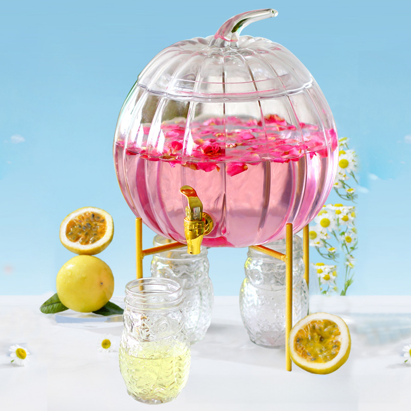 Pumpkin bottle fruit juice tank with faucet glass cold pot hotel…