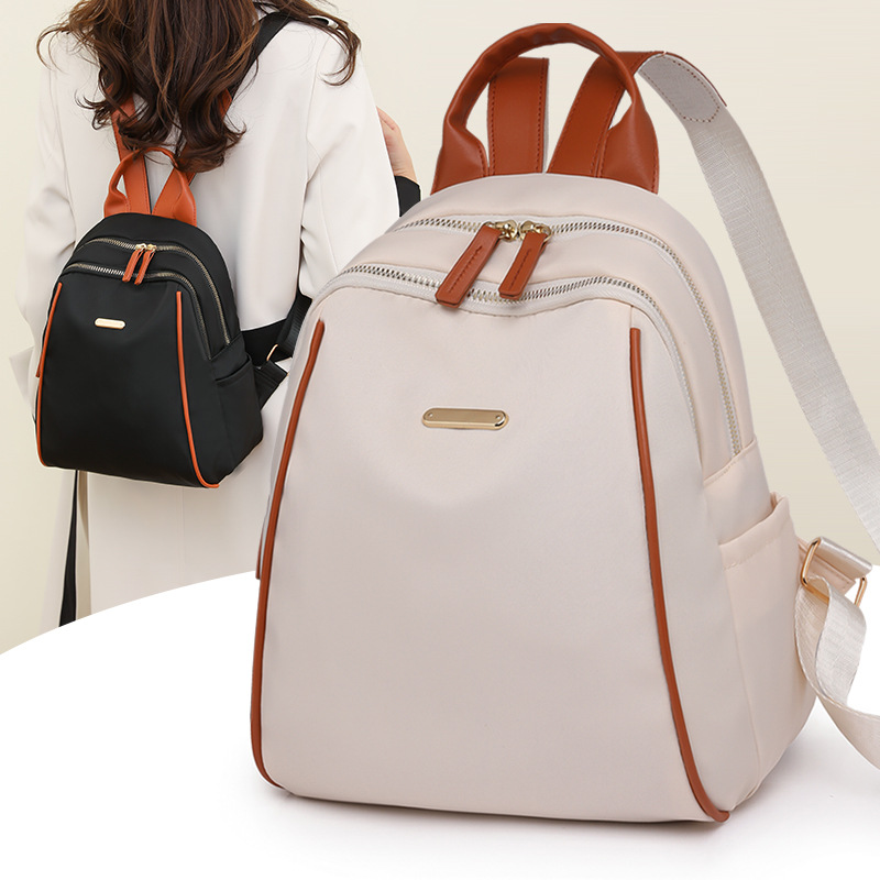 Mochila de nailon para mujer 2024 nuevo estilo color de contraste de gran capacidad mochila de cercanías urbana mochila de ocio bolso femenino