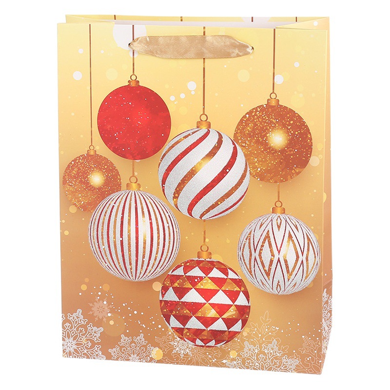 Bolsa de papel navideña nueva, bolsa de regalo de moda con colores y dorado en caliente, bolsa creativa para regalos navideños