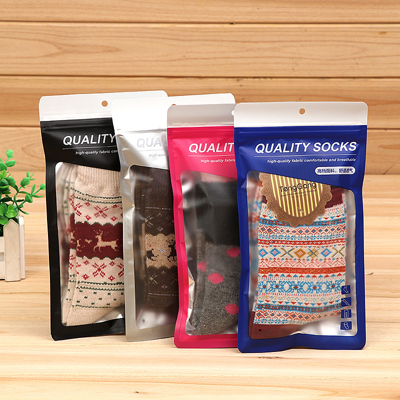 袜哑光磨砂袜子包装袋自封袋男士女士船袜拉链密封袋自封袋批发