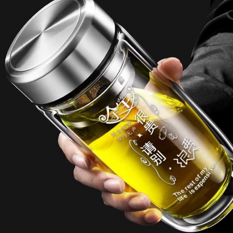 双层中空钢化玻璃杯摔不烂的保温水杯茶水分离男士防摔耐高温|undefined
