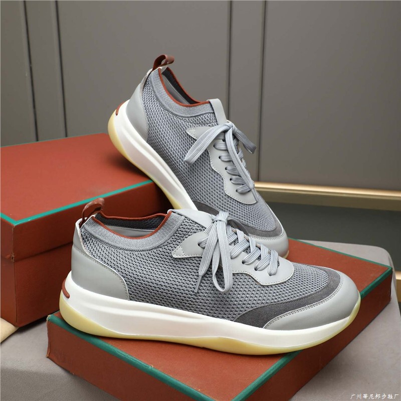 Men's Slip-On Sneakers with Smooth Calfskin and Wool Pique Knit Upper, Breathable and Lightweight, Suitable for All Seasons Men's Slip-On Sneakers with Smooth Calfskin and Wool Pique Knit Upper, Breathable and Lightweight, Suitable for All Seasons