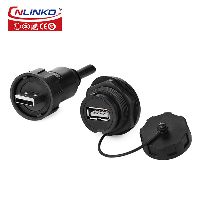 Lingke USB 2.0 Waterproof Data Connector Panel Mount Waterproof Male/Female Aviation Connector USB Extension Cable