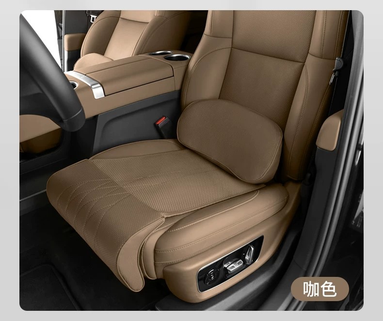 New All-Season Car Seat Cushion with Integrated Lumbar Support and Leg Rest, Nappa Leather, Comfortable, Ventilated, Breathable, Waist-Protecting Seat Cushion