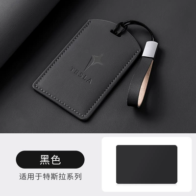 Driver's Card and Model — Car key bag - tesla-original-car-leather-case-black-leather-cord