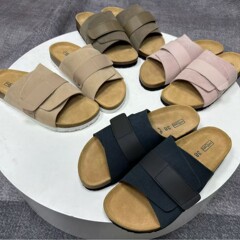 TEEMAZZI 牛革スエードベルクロビーチサンダル男性と女性のための本革コルク底ビルケンシュトック靴夏のアウターウェアサンダル