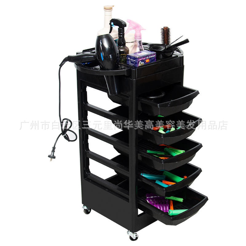 Carrito de belleza ensamblado, carro de arranque de EE. UU., Salón de belleza de seis pisos, peluquería, carro de empuje manual, gabinete de carro de herramientas 03