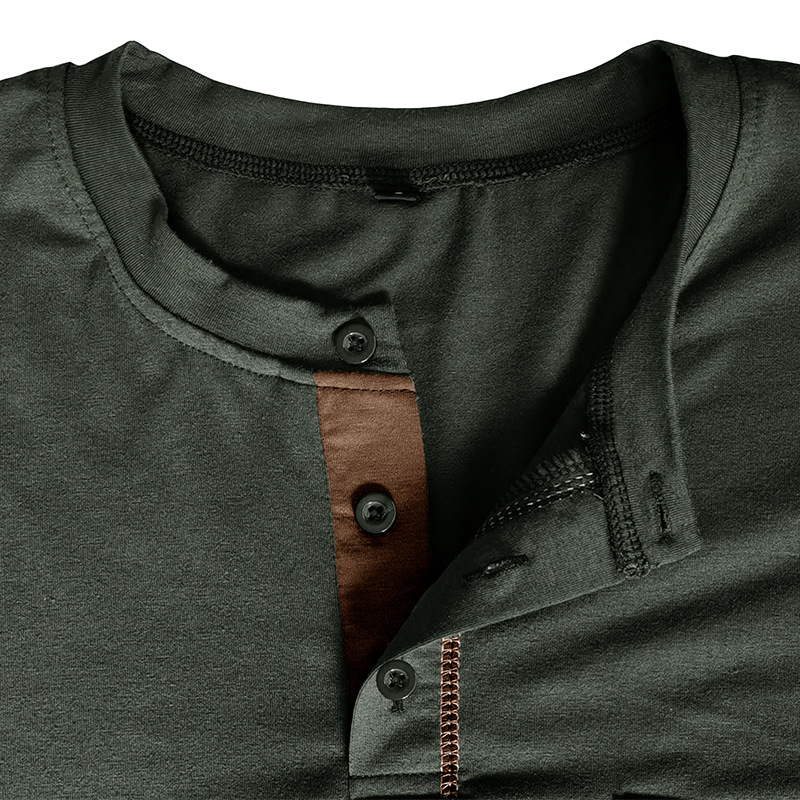 217g Weight Long Sleeve Sleeve Length Half Placket Placket Type Regular Sleeve Sleeve Type Cotton Blend Fabric Type Regular Top Length T-shirt Tops Type Daily Occasion Round Neck Neckline Breathable Function Regular Fit Fit Type Solid Color Pattern Spring, Autumn Season Men's Gender Casual Style Wholesale Men's Casual Solid Color Long Sleeve Men's Tops 15