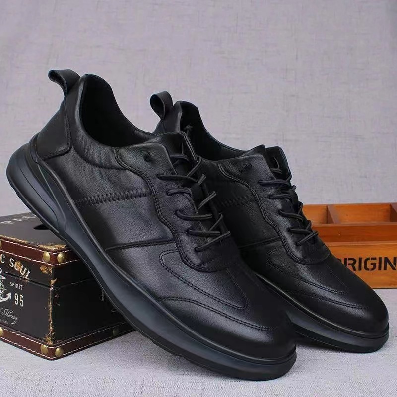 Cross-Border 2025 Spring New Soft Leather Korean Style Sports and Casual Shoes, Lightweight, Versatile and Breathable Men's Leather Shoes, Dropshipping