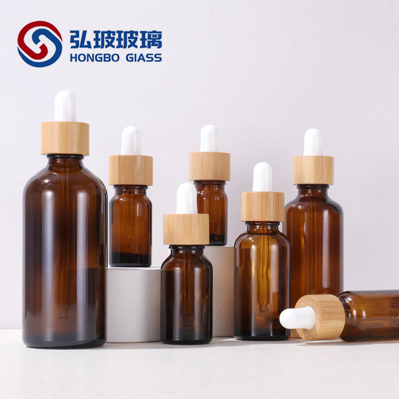 现货竹盖精油瓶5-100ml 30ml滴管瓶化妆品分装玻璃瓶弘玻玻璃