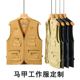 工装户外多口袋跨境工服背心摄影导游服务大码工作服马甲定制logo