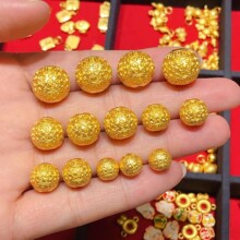 纯金硬金999足金回纹珠祥云珠纯金转运珠手链黄金散珠金珠串珠品