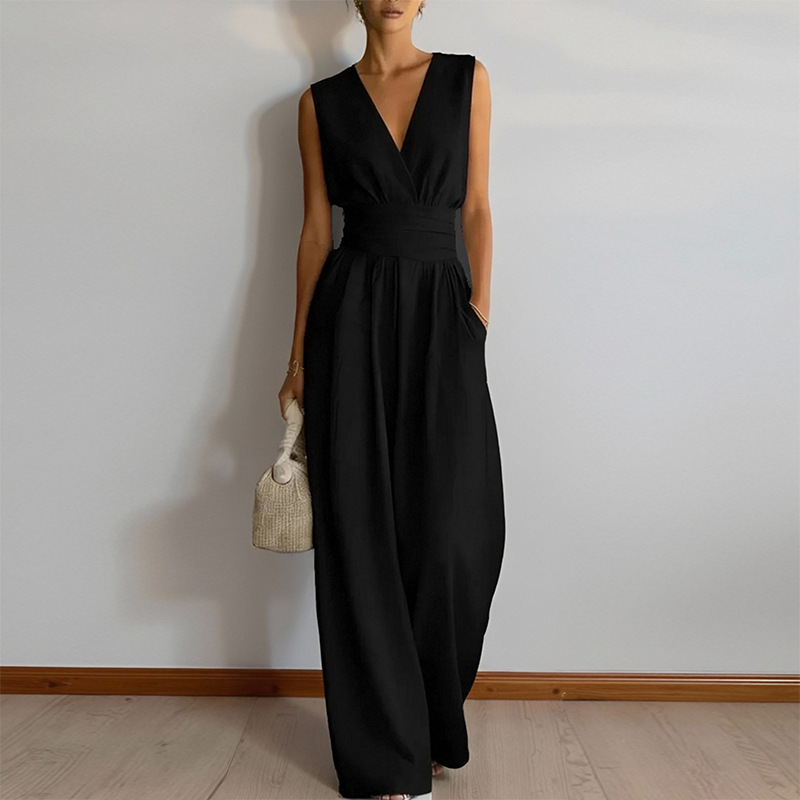2026 primavera nuevo comercio exterior transfronterizo Europa y América ropa de mujer de moda casual color sólido sin mangas camiseta de piernas anchas image 8