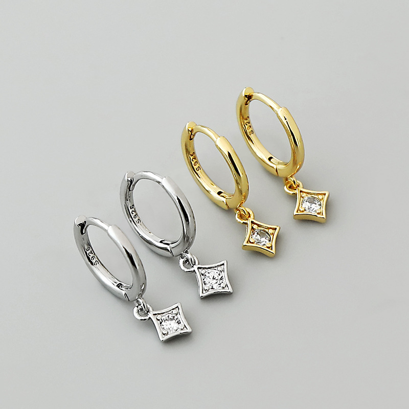 simple square zircon pendant ear clip wholesale Nihaojewelrypicture2