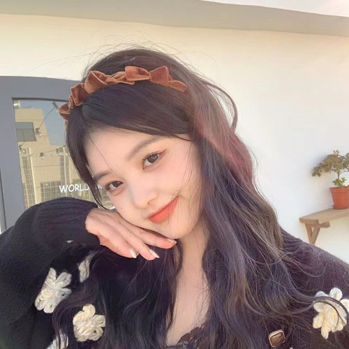 Summer retro knotted velvet bow headband, sweet internet celebrity hair accessory, Korean style headdress, pressed hair headband, female hairpin