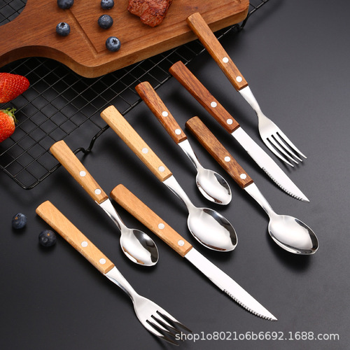 304 stainless steel rosewood handle knife, fork and spoon gift box four-piece set hotel western food knife and fork restaurant steak knife, fork and spoon