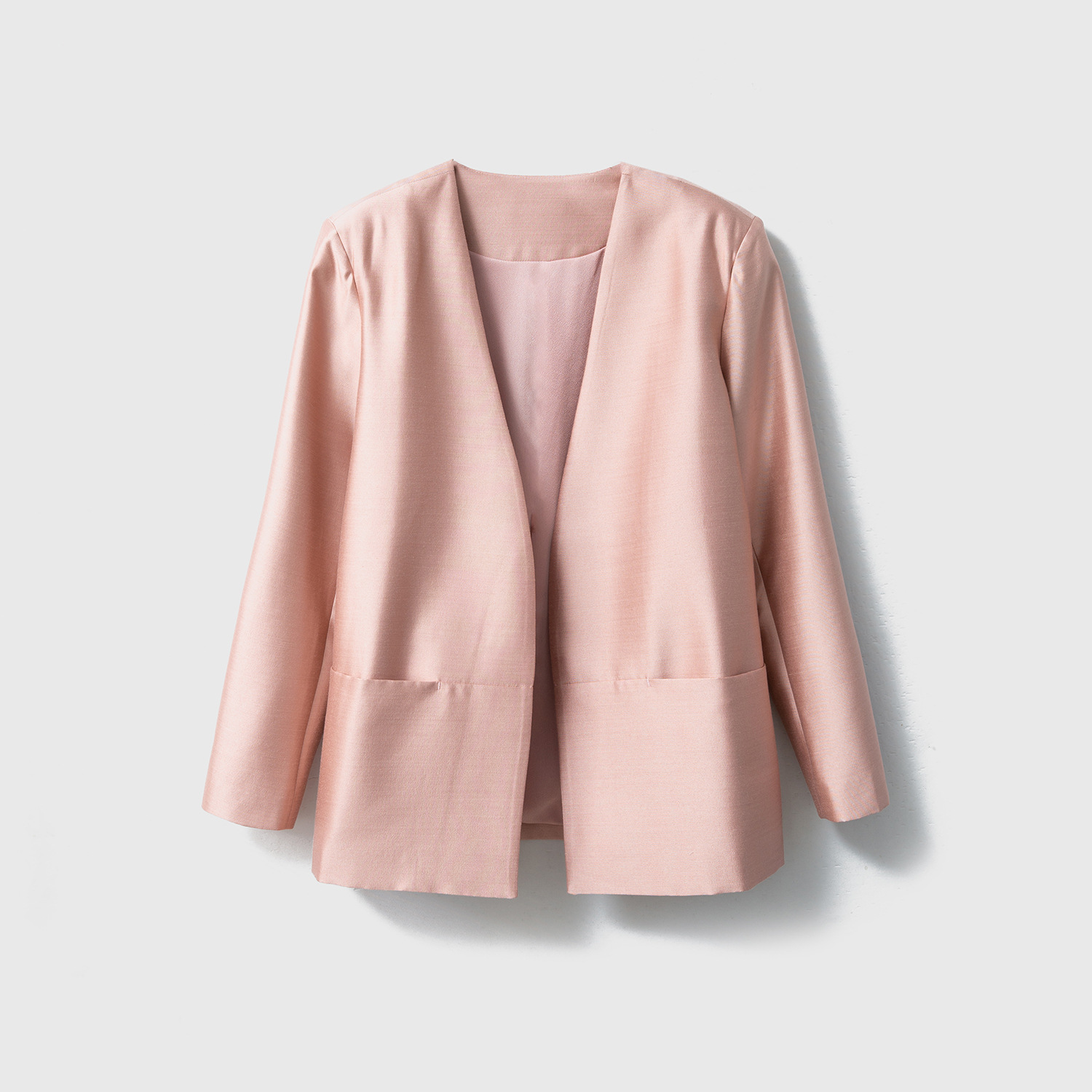 Silk Wool V-Neck Suit, Silk Wool Unbuttoned Unstructured Old Money Style Loose-Fitting Blazer for Spring