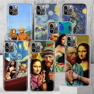 For Apple Phone Case Van Gogh Mona Lisa Funny Art Phone Case Cover iPhone 14 13 Pro