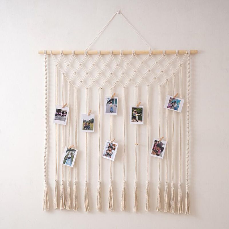 Nordischer INS-Wandteppich aus gewebter Baumwolle, handgefertigt, ideal als Kopfteil oder Wanddekoration für Schlafzimmer oder Gästezimmer._voghion.com