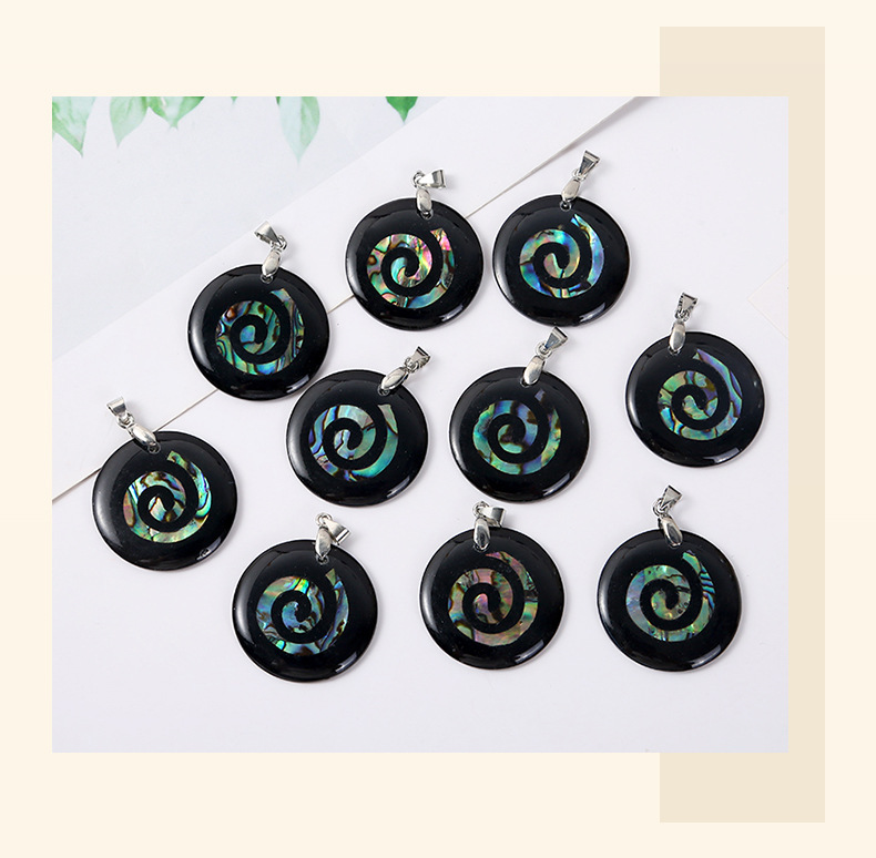 Shell Material Geometric Pattern 1 Piece Diameter 30mm Shell Geometric Pendant Jewelry Accessories