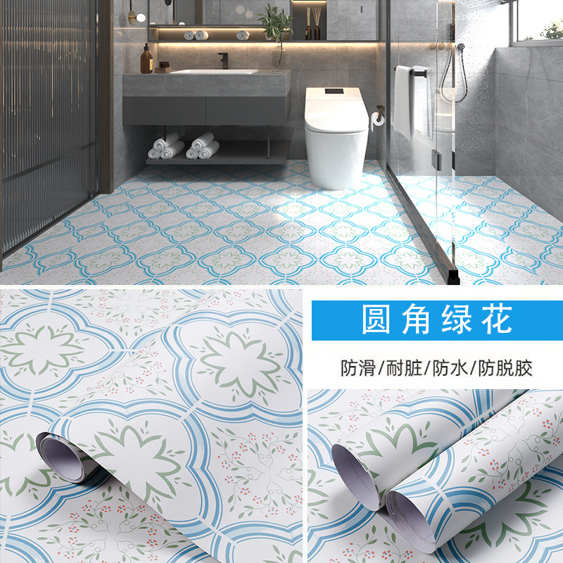 Pegatinas de suelo impermeables para inodoros, renovaciones de suelo para inodoros, pegatinas de baldosas de cerámica transformadas, pegatinas de piso engrosadas, autoadhesivas y antideslizantes