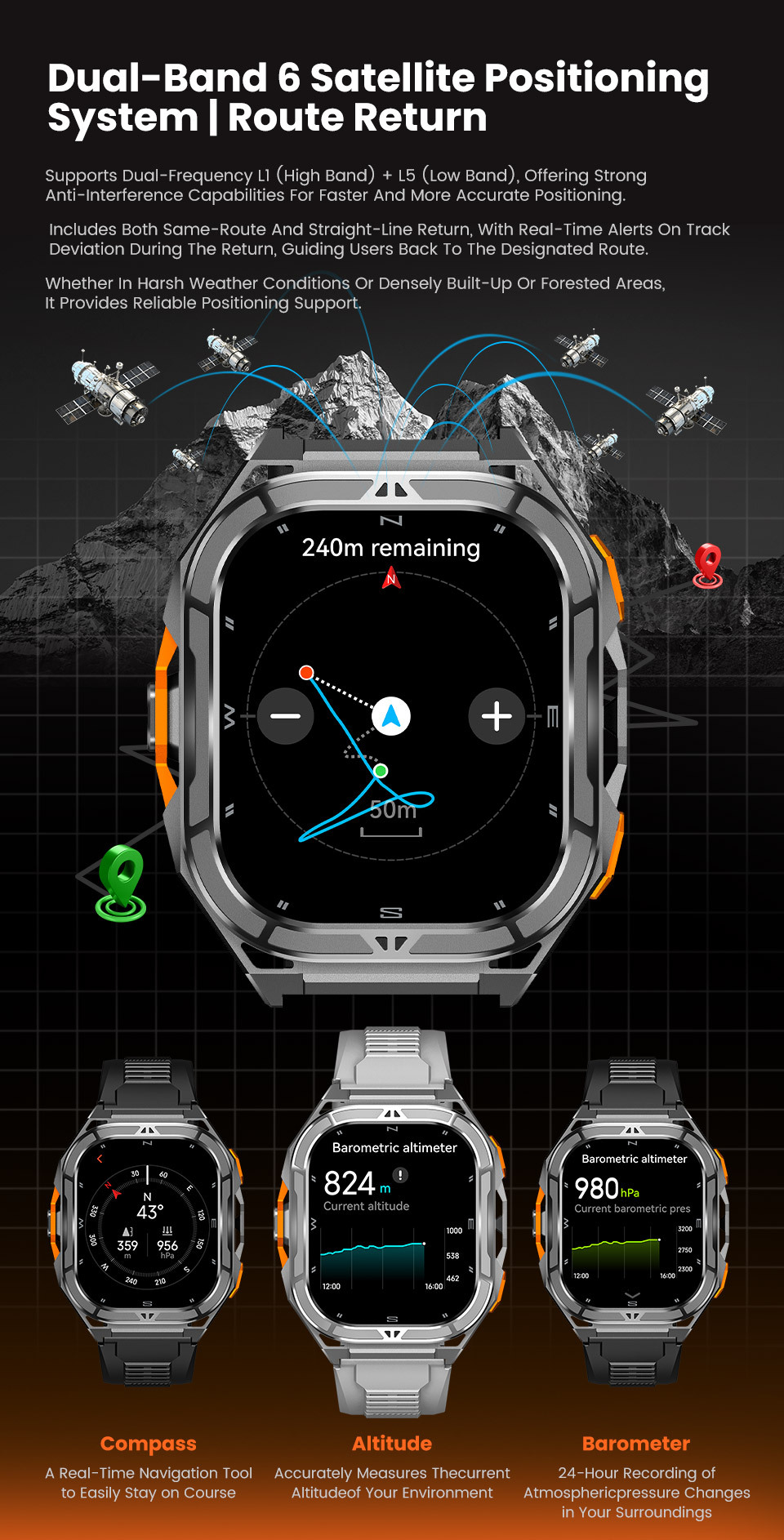 Smartwatch X5 Rugged Outdoor Gps With Amoled Screen And Compass_voghion.com