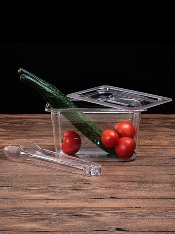 プラスチックの数鉢の麻辣热は野菜のたらいの透明なアクリルの長方形の野菜の箱を選んで野菜のたらいの展示棚の大きいサイズを注文します。|undefined