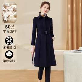 羊毛呢子大衣外套气质显瘦加厚修身型案场女装冬前台工作服外套女