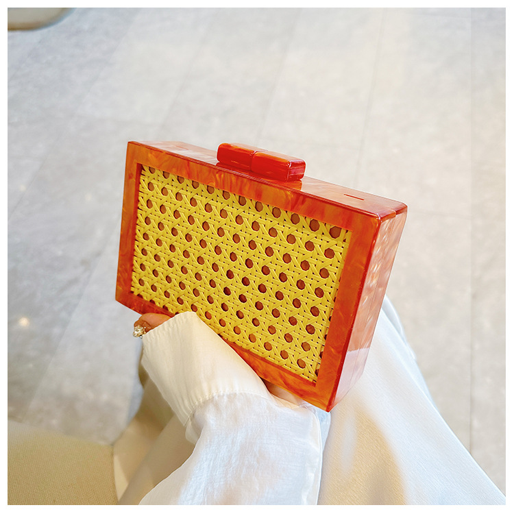 New fashionable green wicker acrylic bag for cross-border foreign trade women, evening bag, single-shoulder crossbody banquet clutch undefined