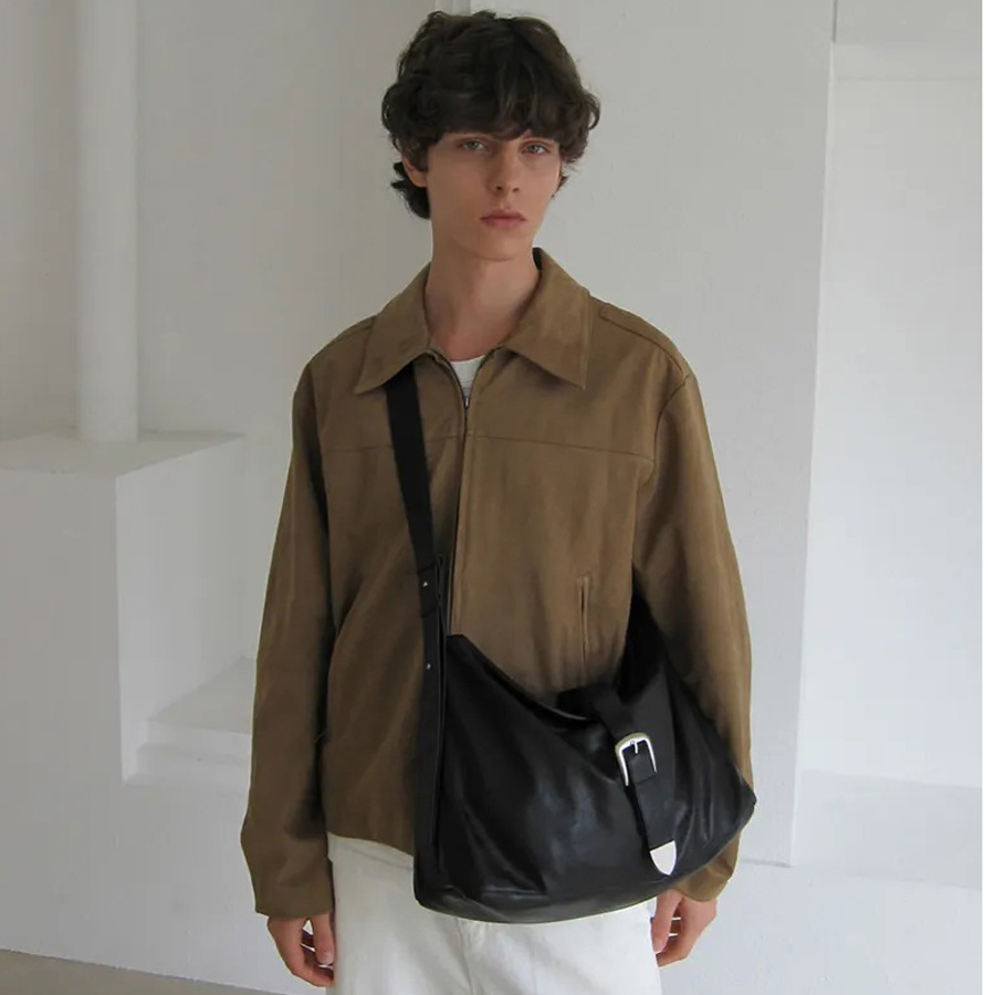 Korean niche brand crossbody bag, same style as Ming Jae-hyun's shoulder bag, belt-decorated large-capacity HOBO bag