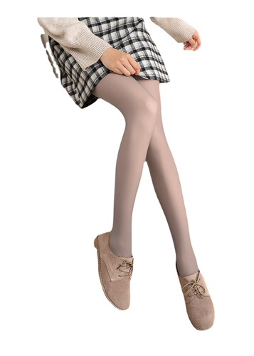 Autumn and winter translucent large size leggings for outer wear fake translucent plus velvet female stewardess gray one-piece pants with bare legs and thickened pantyhose