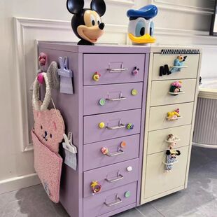 Iron Storage Cabinet Living Room Bedroom Girl Multi-Layer Drawer Cabinet Girl Cute Cupboard Floor-Standing Combination Storage Cabinet