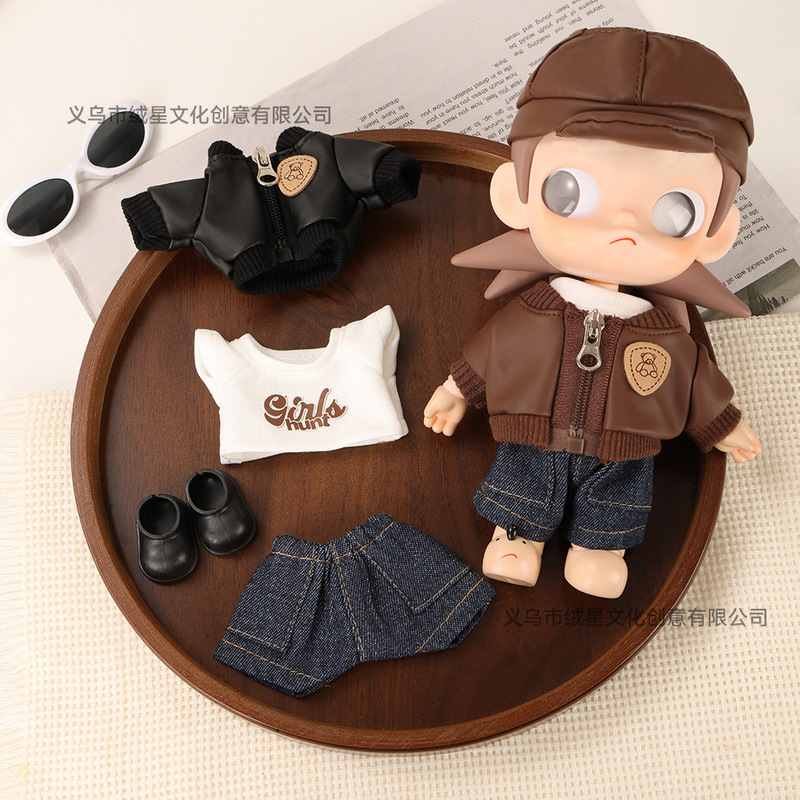 Baby Clothes, Leather Jackets, Denim Suits, Trendy and Cute Baby Stylish 17cm Doll Clothes, Clothes to Wear