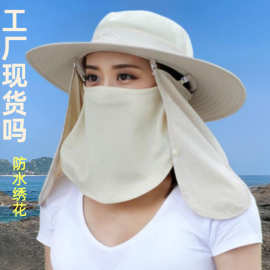 夏渔夫帽新款帽户外钓鱼帽迷彩休闲盆帽遮阳沙漠大檐帽可拆卸防水