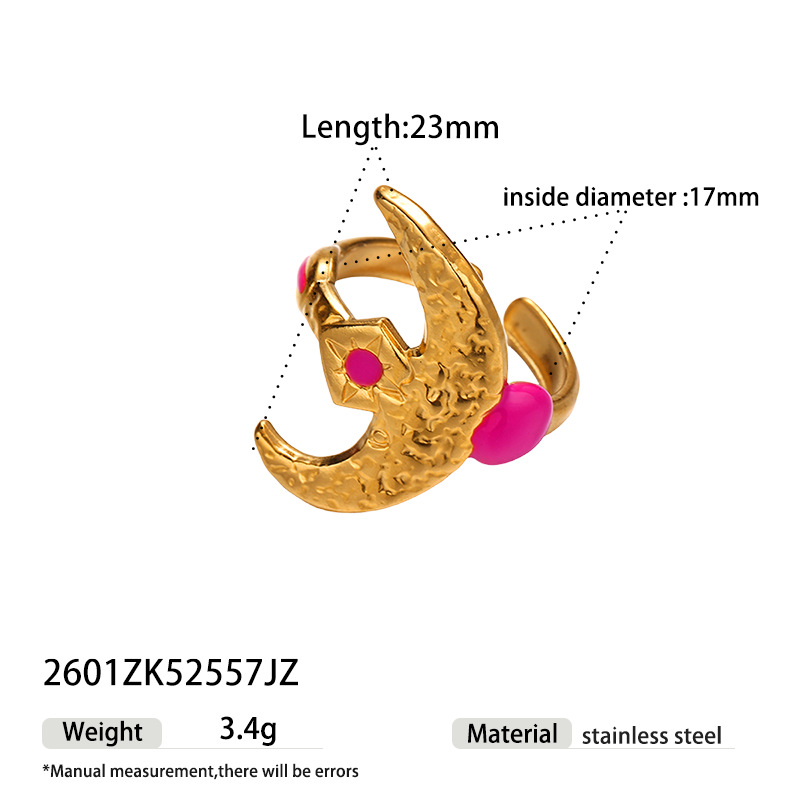 TENA Europa y América Italia clásica viento estrella luna diseño de modelado anillo de goteo personalidad joyas al por mayor