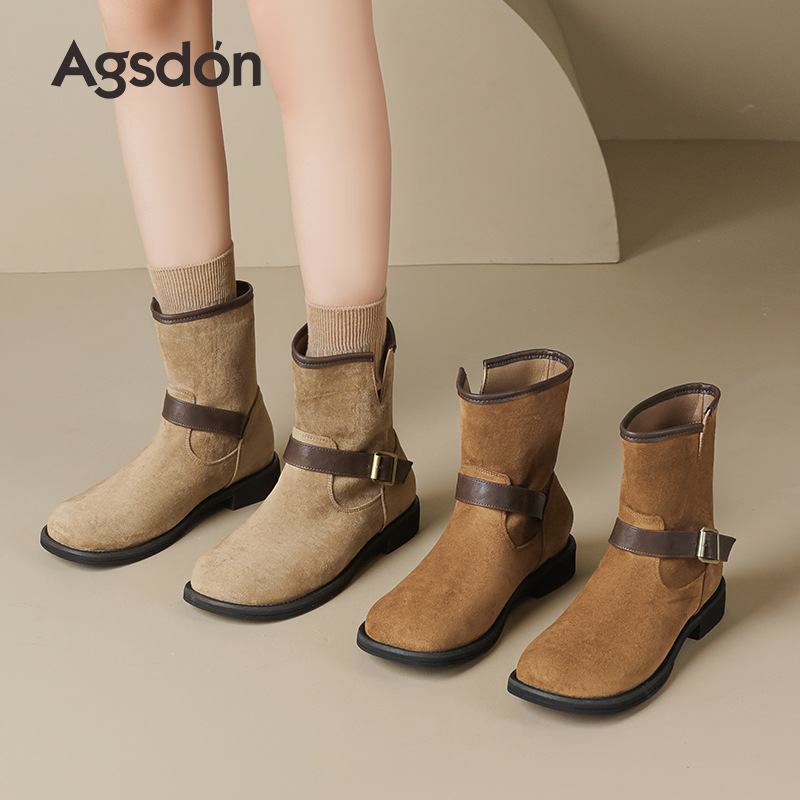 Augusto Lion Brown Bocan Boots mujer 2025 nuevo otoño con suela gruesa Meirard botas cortas botas medias botas occidentales Martin