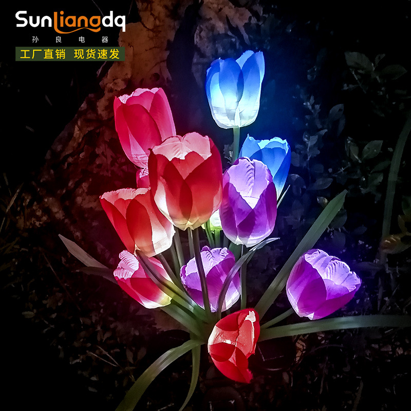 Cross-border new solar tulip flower lamp LED garden courtyard lamp lawn outdoor waterproof