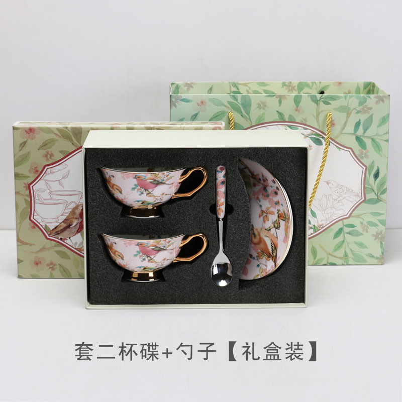 Exquisito hueso China taza de café y platillo de alta gama británica juego de té de la tarde traje de inauguración de la casa novias mano caja de regalo