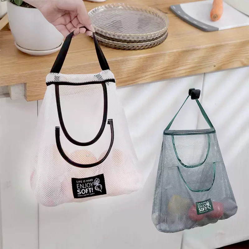 家用厨房果蔬姜蒜收纳袋门墙悬挂式储物袋手提便捷加厚耐用收纳袋