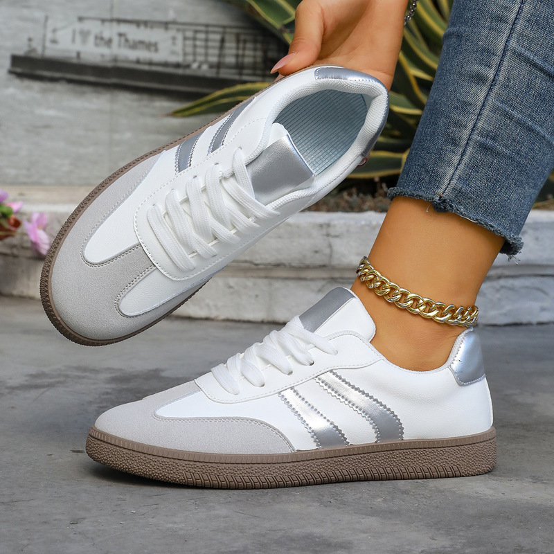 Women's Foreign Trade Training Shoes 2025 Autumn New Flat Versatile White Breathable Sports Casual Shoes Soft Sole Sneakers