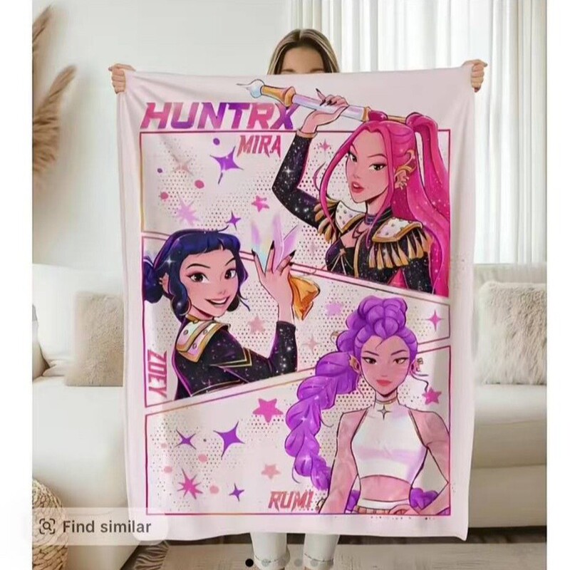 3D新品电影 K-POP 猎魔女团 毛毯午睡毯法兰绒印花保暖|undefined