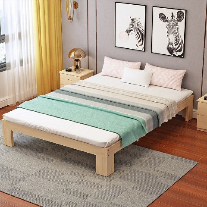 無垢材ベッド シングルベッド ダブルベッド 大人用ベッド 子供用ベッド シンプルベッド ベッド 1.51.8 賃貸住宅 外国貿易卸売|undefined