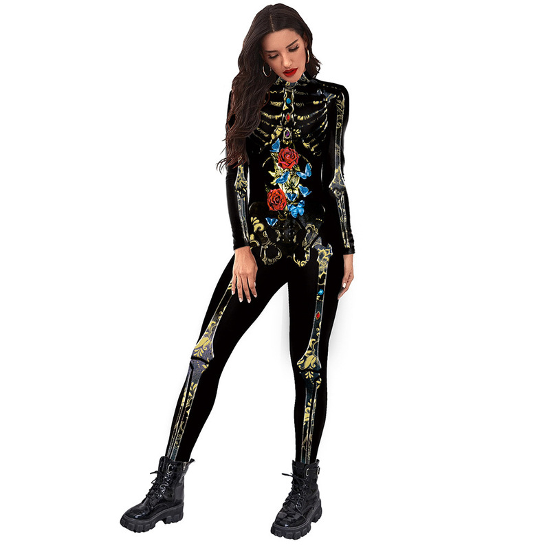2022ハロウィーン連体服セクシー3dデジタルプリント連体服長袖ガードルメーカー卸売り|undefined