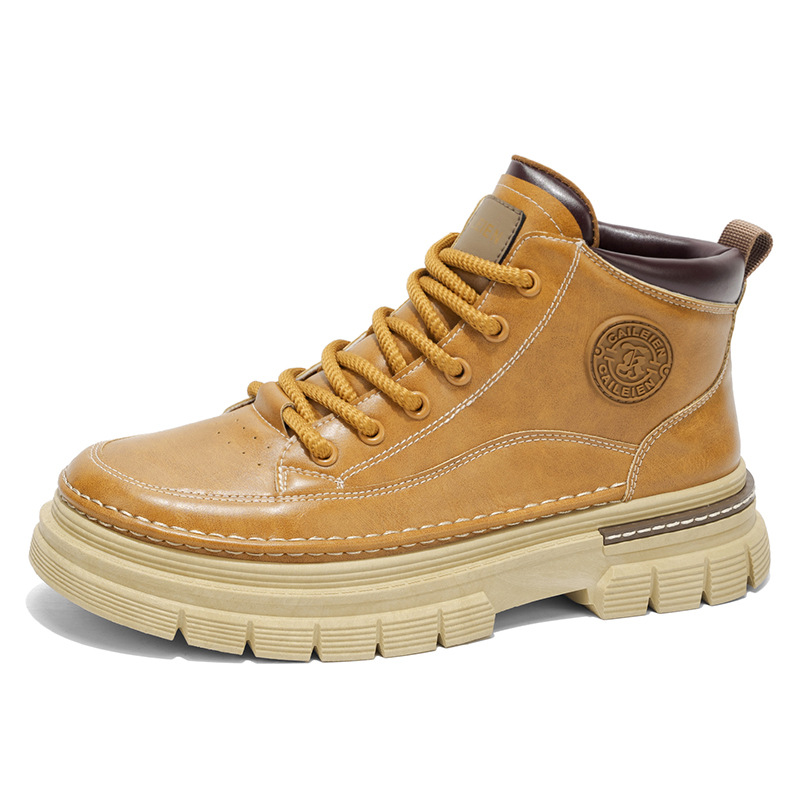 BOTAS Martin botas altas para hombres 2025 nuevo estilo británico de otoño retro, media parte, suela gruesa, zapatos de trabajo de aumento, botas cortas para hombres image 6