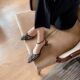 Who wears who looks good ~ minority high-level feeling!! French Style Retro Pointed Hollow Mid-Heeled Coarse Toe Fashion Sandals