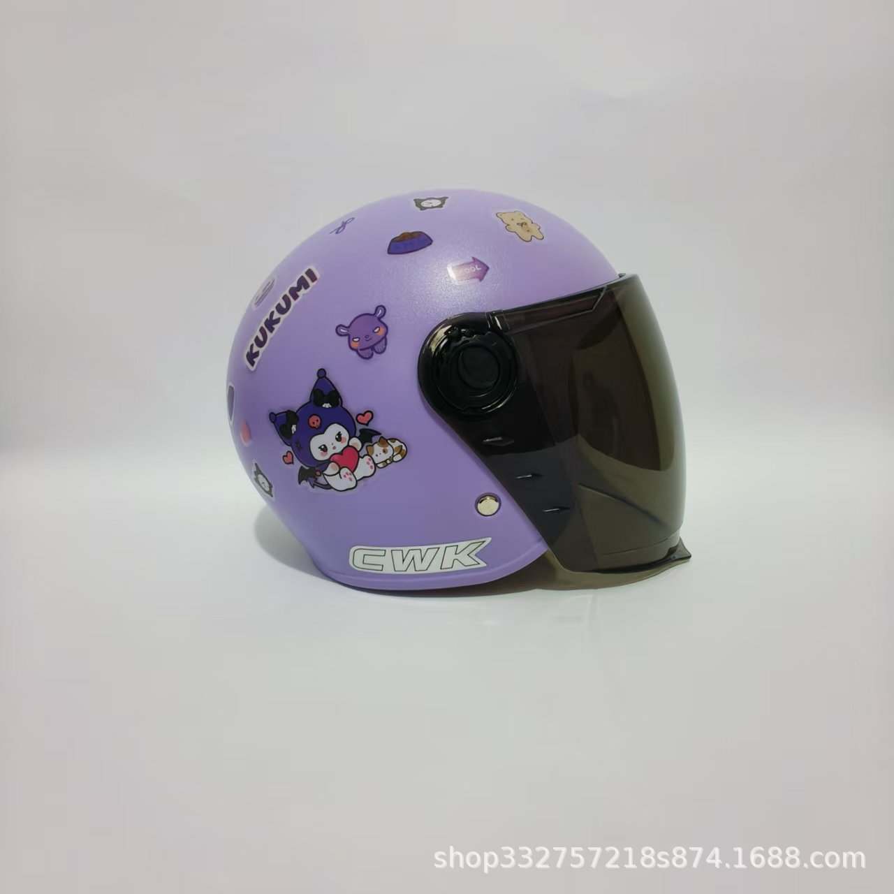 1-6 Year Old – Motuoche Motosiklet kaskı (dəbilqə) - purple-kuromi-sunscreen-long-visor-3c-children-1-6-years-old-wl07