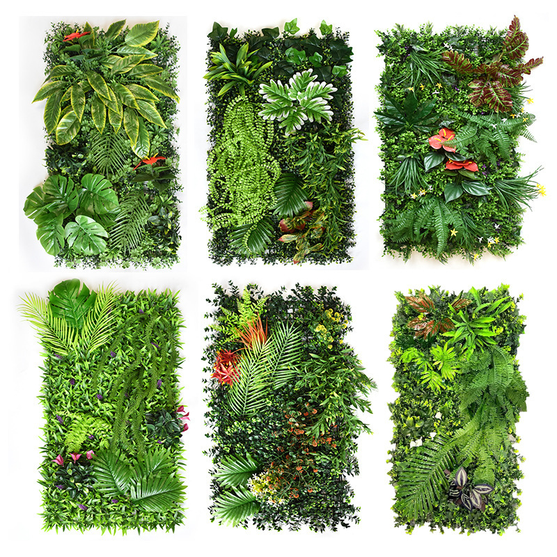 跨境热卖仿真植物墙造景装饰假花墙尤加利米兰装饰植物塑料背景墙|undefined