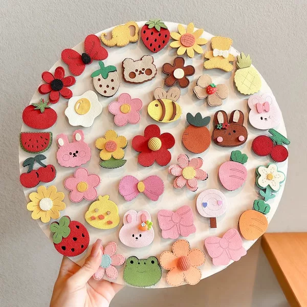 Korean Fabric Flower Animal Hair Hairpin Does Not Hurt Hair Kidsren's Lanugo Velcro Hairpin Toddler Baby Hair Accessories