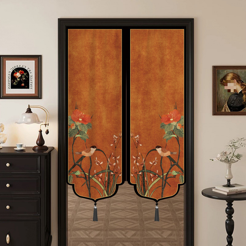 New Chinese Style Door Curtain Special-Shaped Partition Curtain Bedroom Kitchen Bathroom Punch-Free Partition Curtain Anti-Privacy Blocking Curtain
